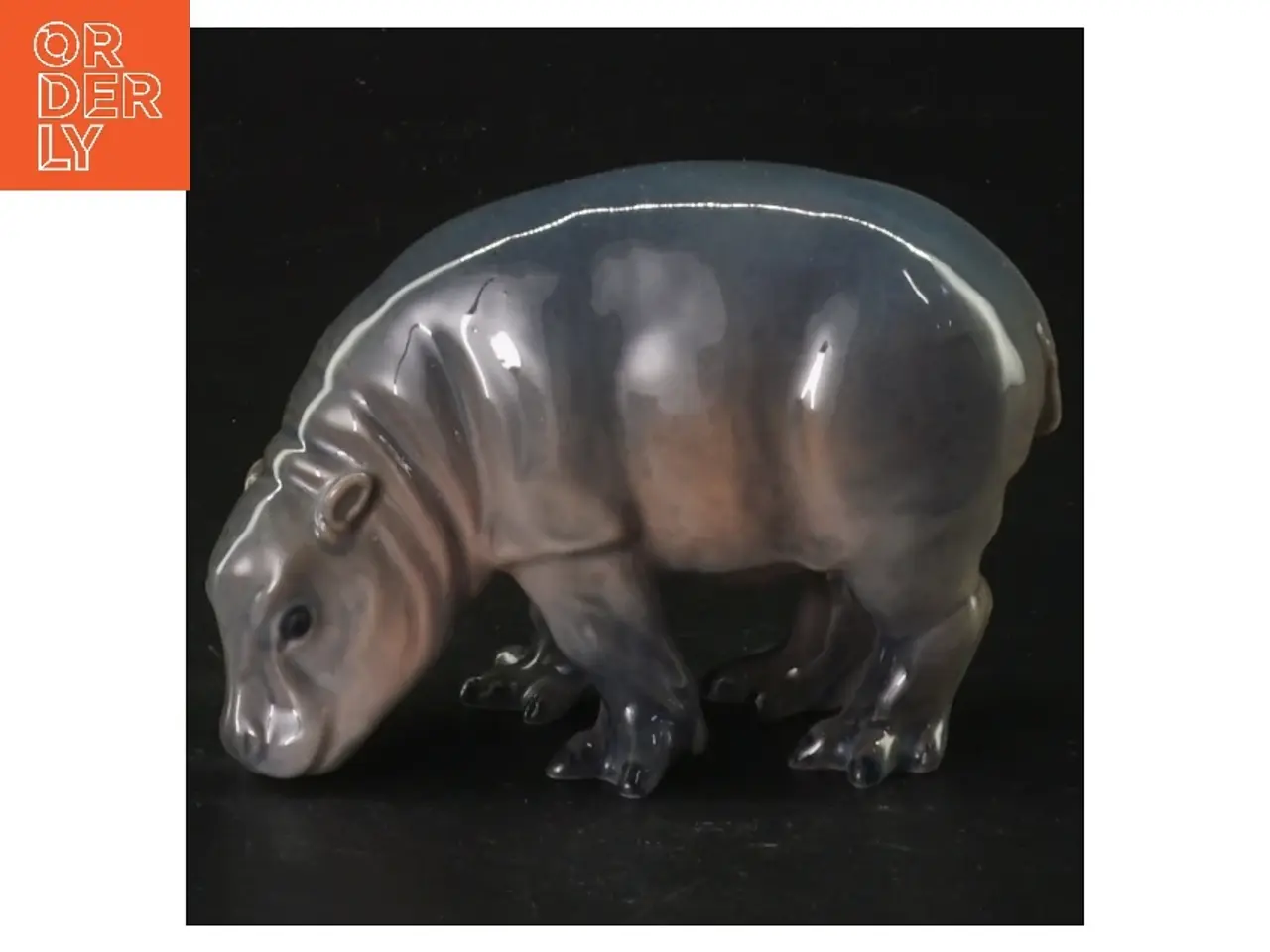 Billede 1 - Porcelænsfigur af flodhest (str. 11x6 cm)