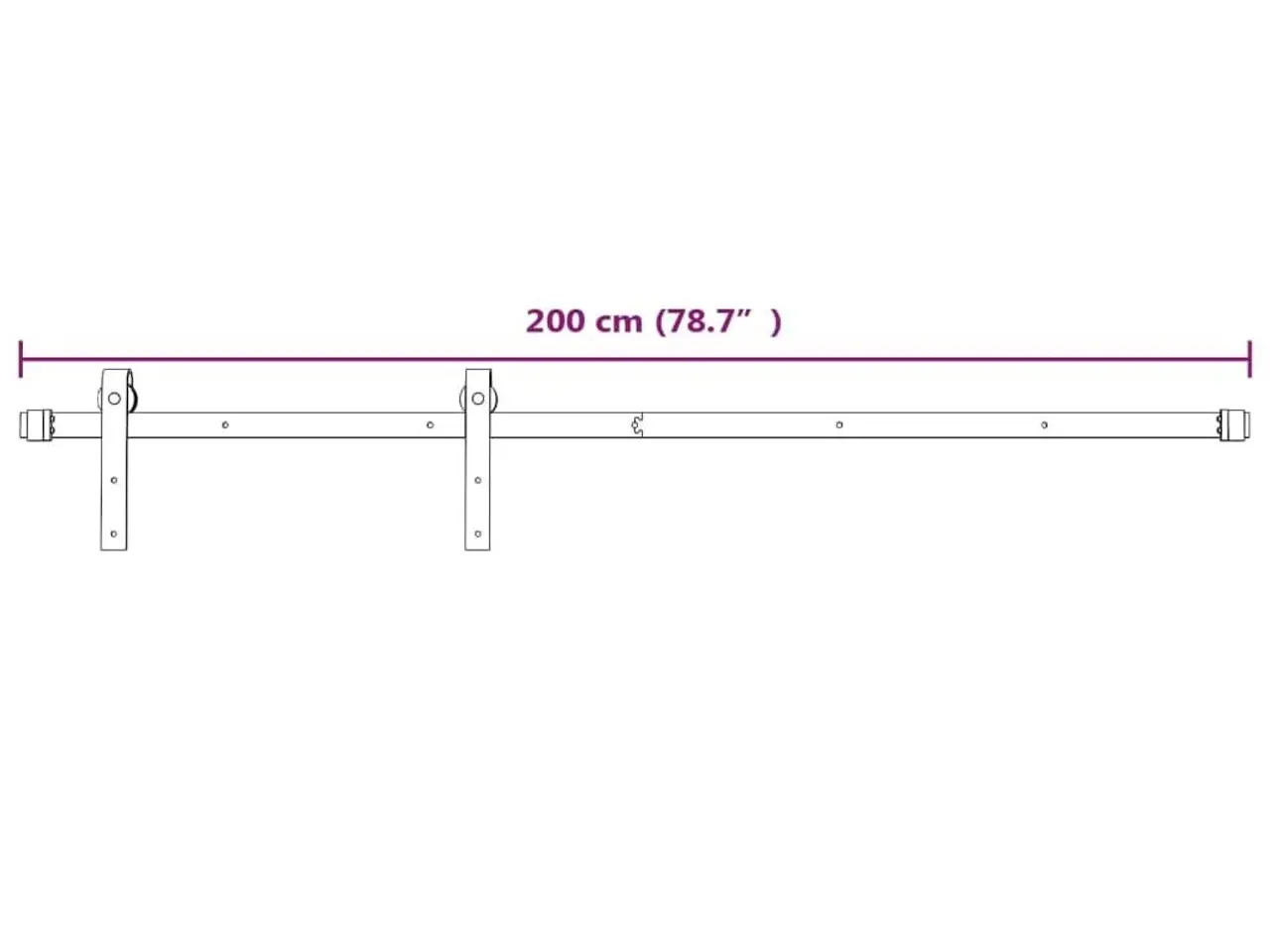 Billede 7 - Skinnesæt til skydedør 200 cm - stål, hvid