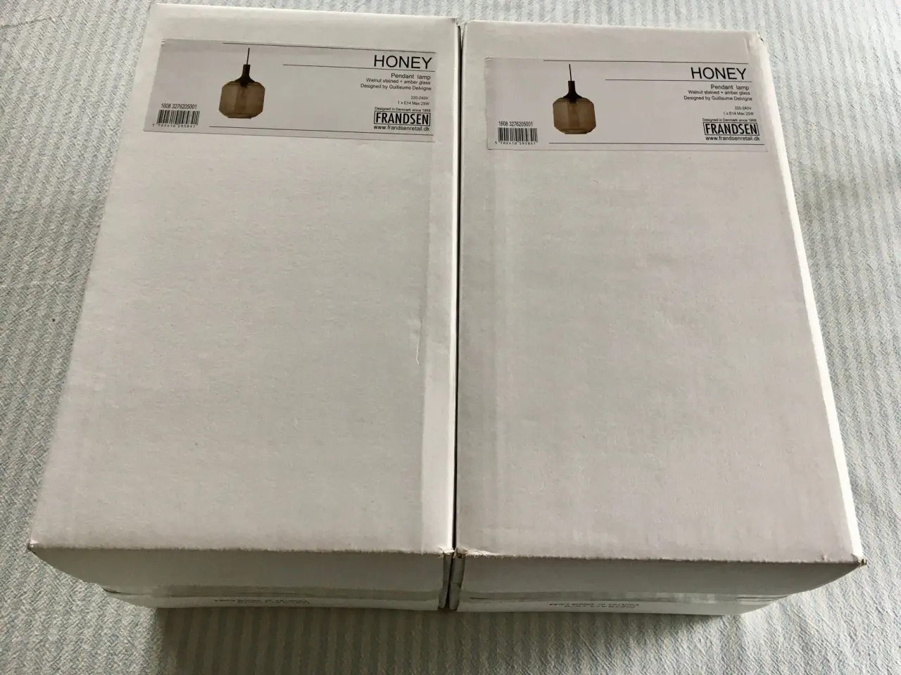 Billede 1 - 2 stk. NYE pendler "FRANDSEN HONEY AMBER GLAS"