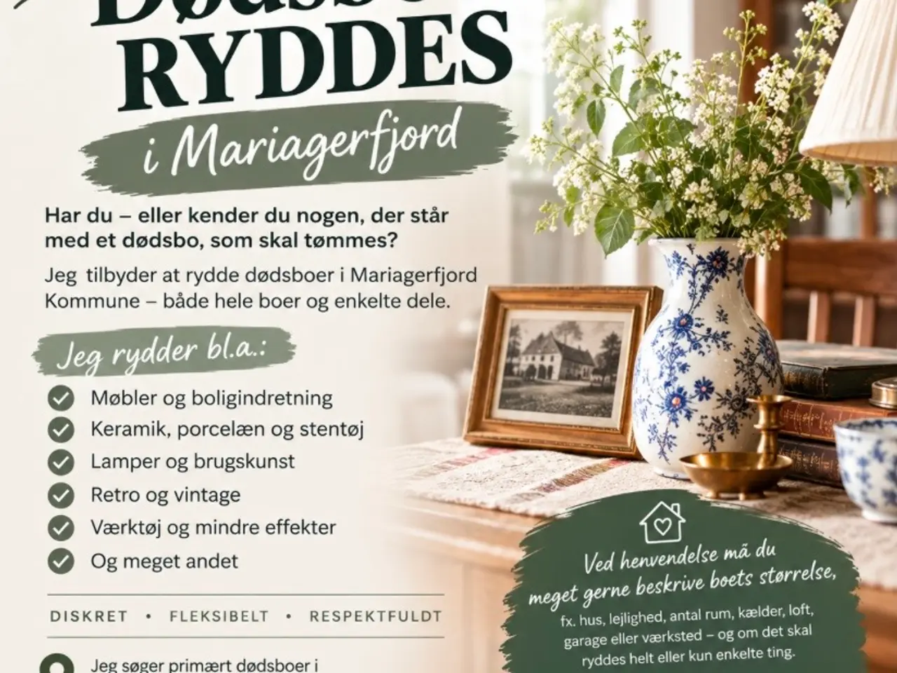 Billede 1 - DØDSBO RYDDES I MARIAGERFJORD