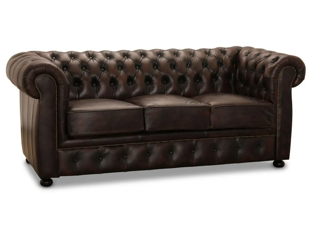 Billede 3 - Liverpool Chesterfield 3+2 personer chesterfield sofa - brun ægte læder