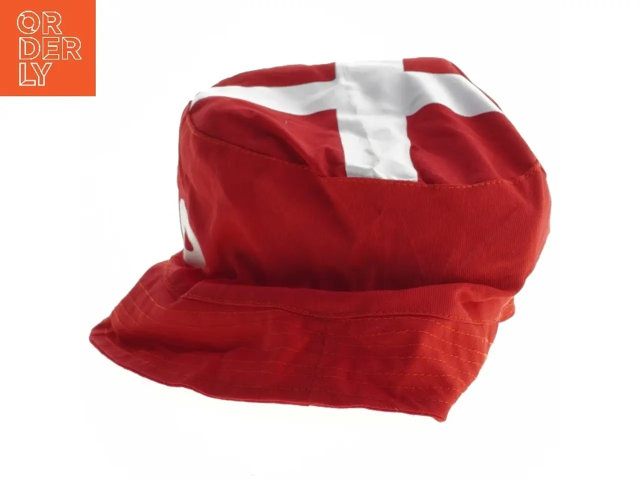Billede 2 - Rød bøllehat med dansk flag og logo (str. Ø. 22 cm)