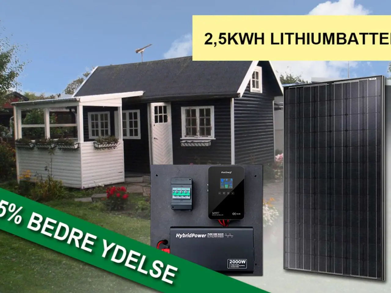 Billede 1 - Off-grid solcelleanlæg med lithium til fritidshus