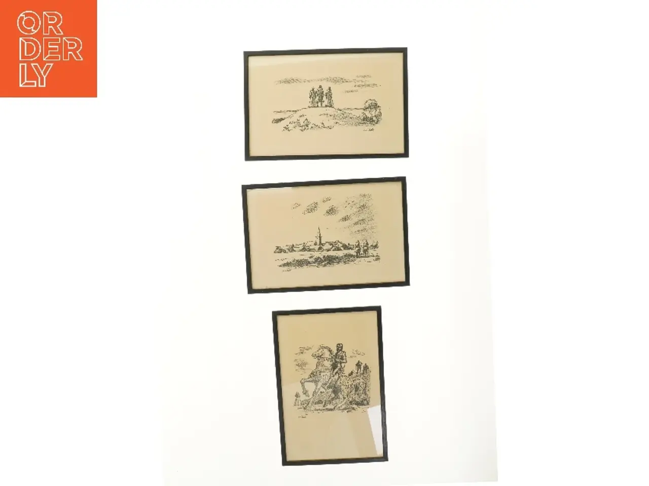 Billede 1 - Tegninger i ramme (str. 40x27,5 cm)
