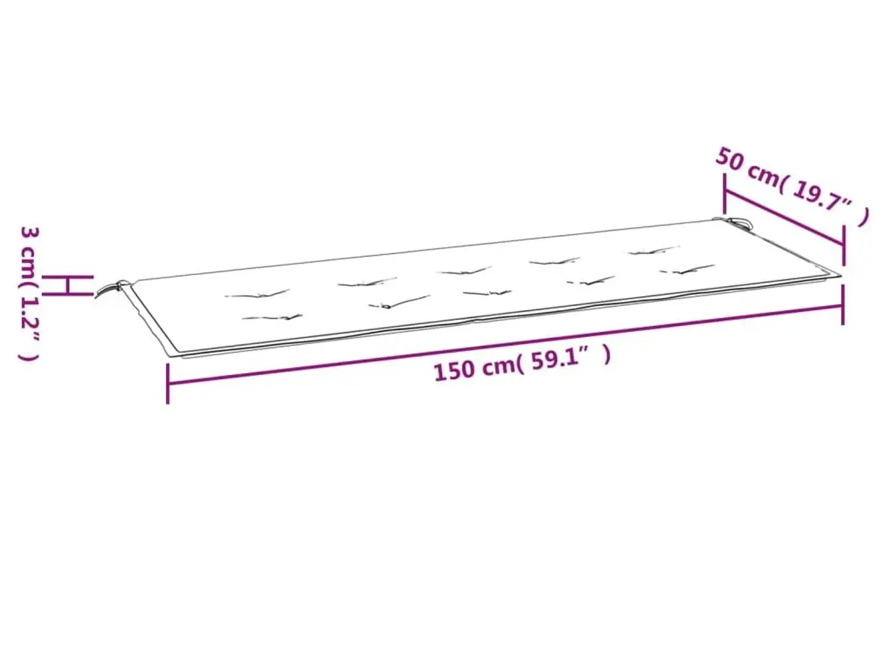 Billede 7 - Hynde til havebænk 150×50×3 cm - oxfordstof, antracitgrå