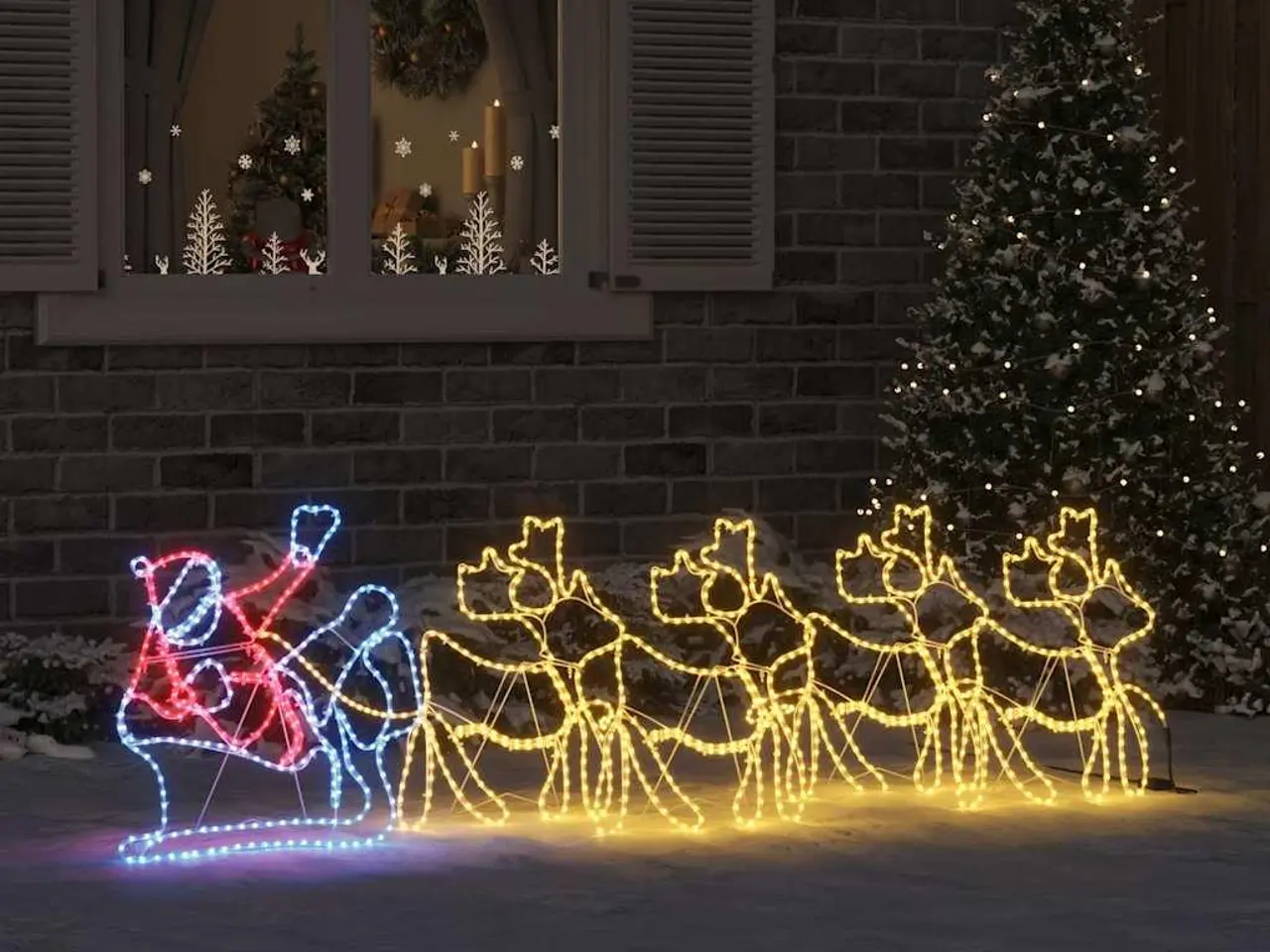 Billede 3 - LED-juledekoration med julemand og 4 rensdyr - 1224 LED'er