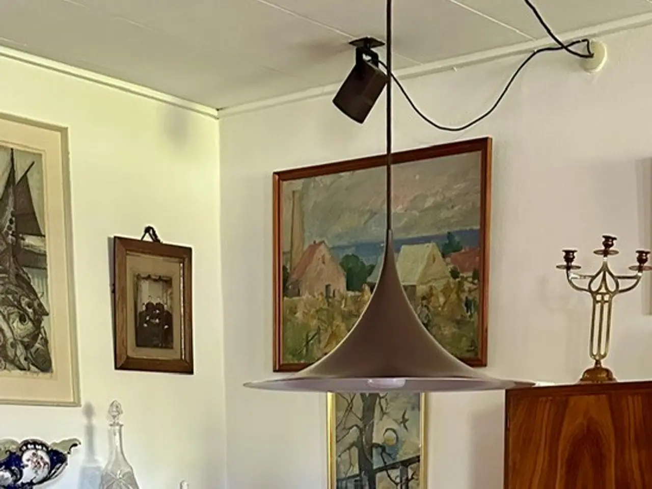 Billede 6 - Brun Semi pendellampe Ø47 cm spisebordslampe metal