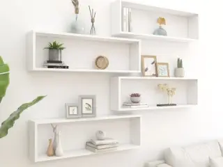 Væghængte kubehylder 4 stk. 100x15x30 cm konstrueret træ hvid