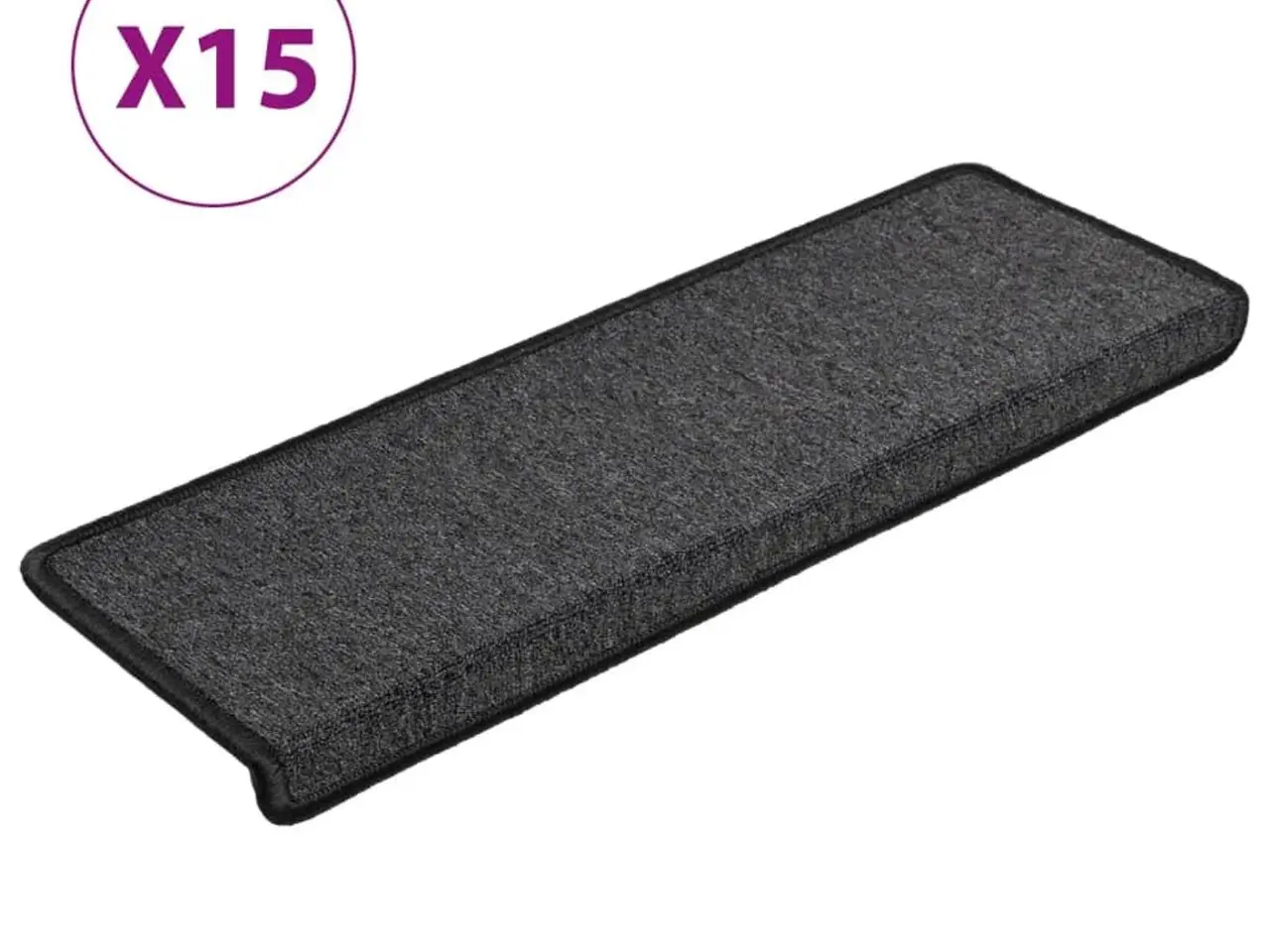 Billede 2 - Trappemåtter 15 stk. 65×21×4 cm - antracit, rektangulær kant