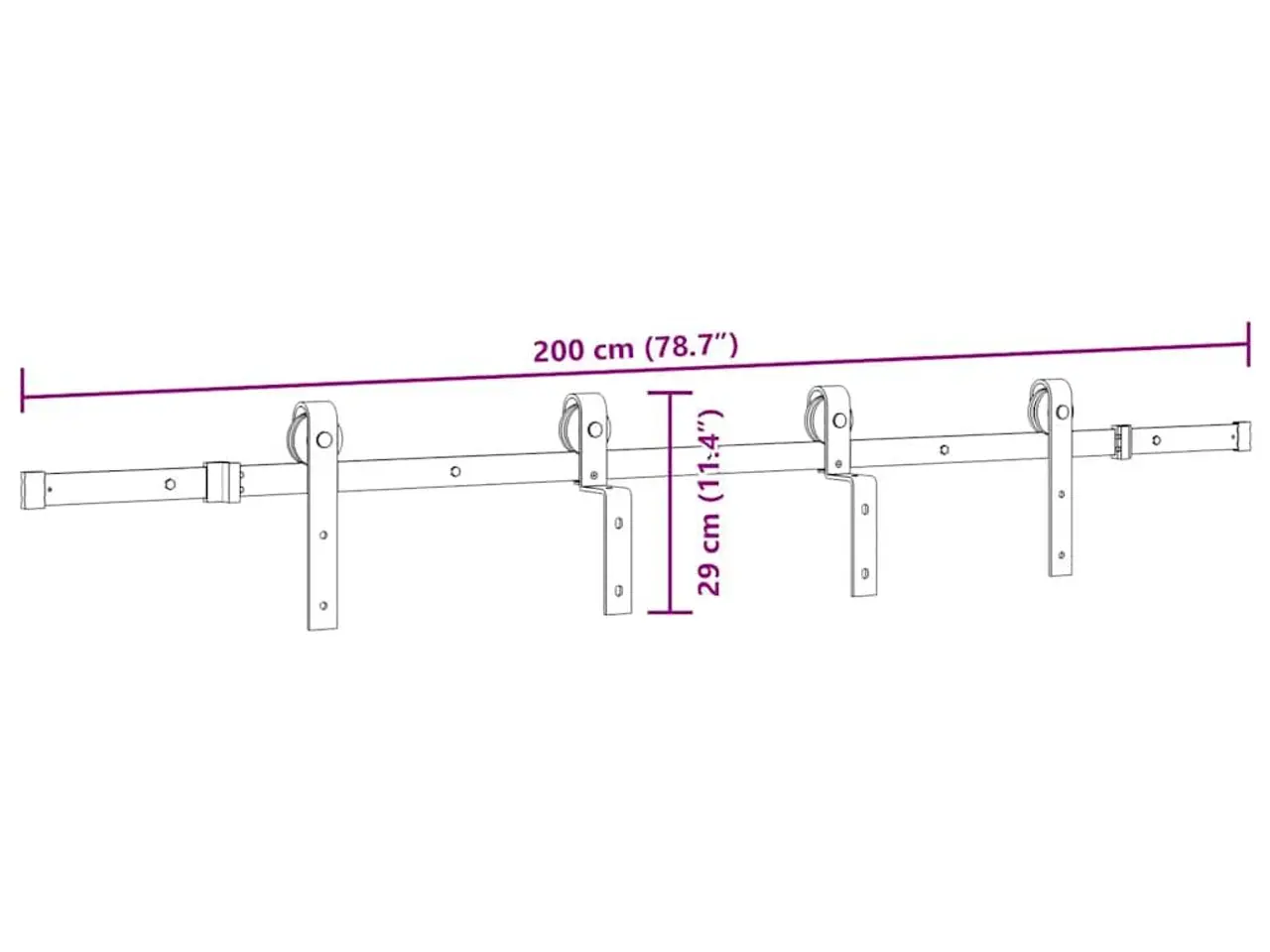 Billede 12 - Skinnesæt til skydedør 200 cm - sort