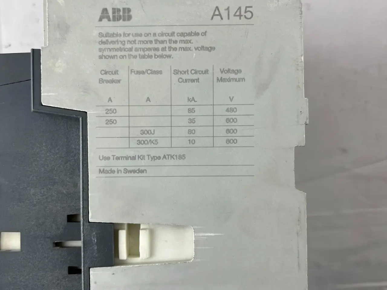 Billede 7 - ABB A145-30 Power kontaktor 3-Pole 250A AC-1 Coil