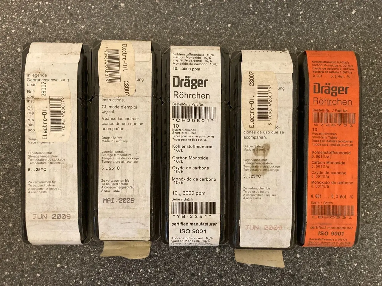 Billede 2 - parti of 5 x 10 Dräger Carbon Monoxide (CO) Test –