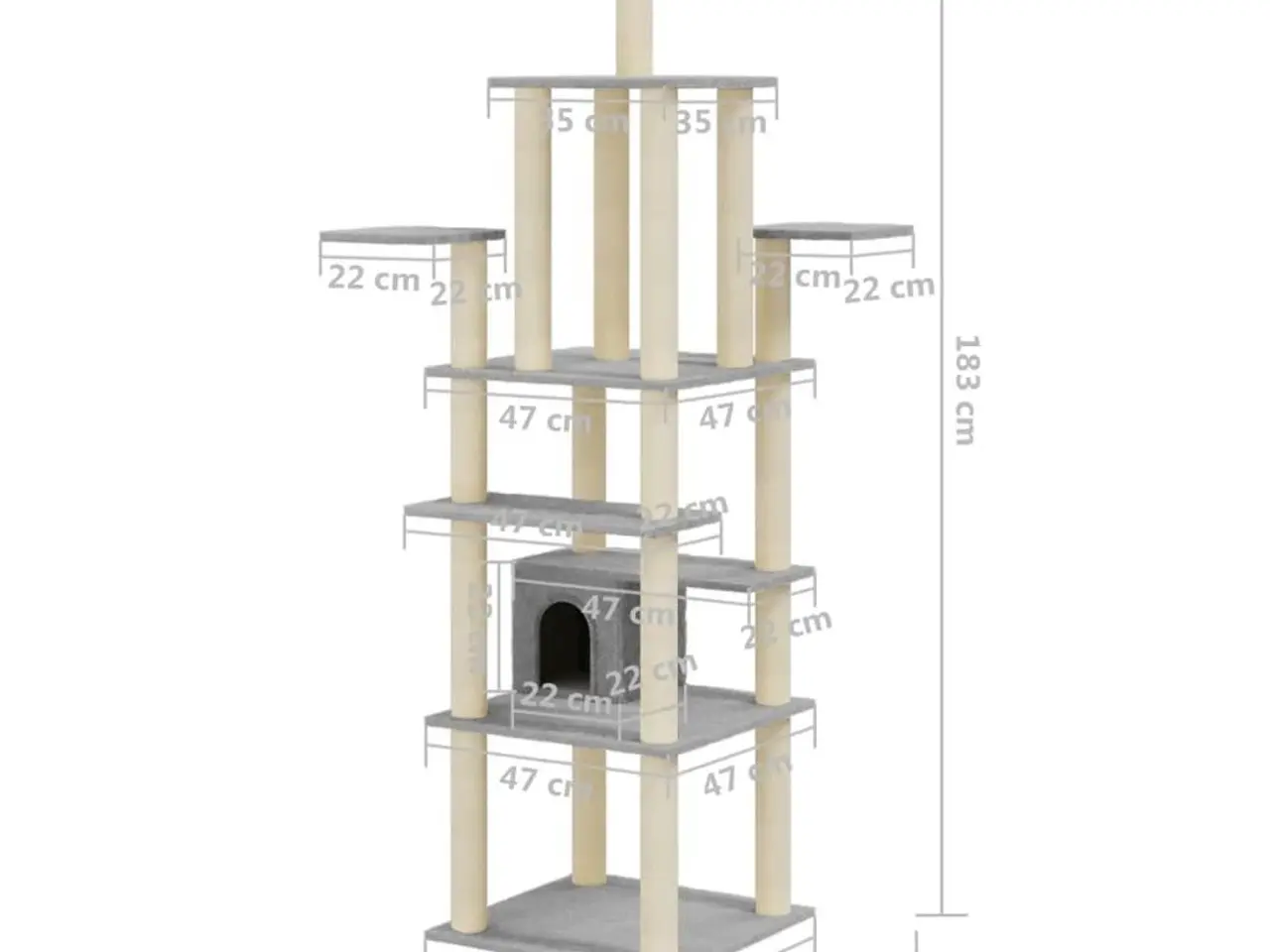Billede 8 - Kradsetræ med sisal kradsestolper 183 cm - lysegrå