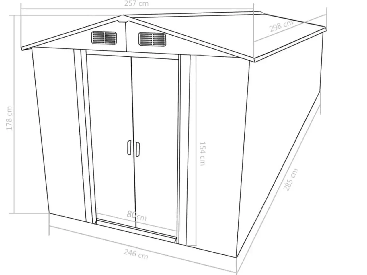 Billede 9 - Haveskur i metal 257 x 298 x 178 cm - antracitgrå