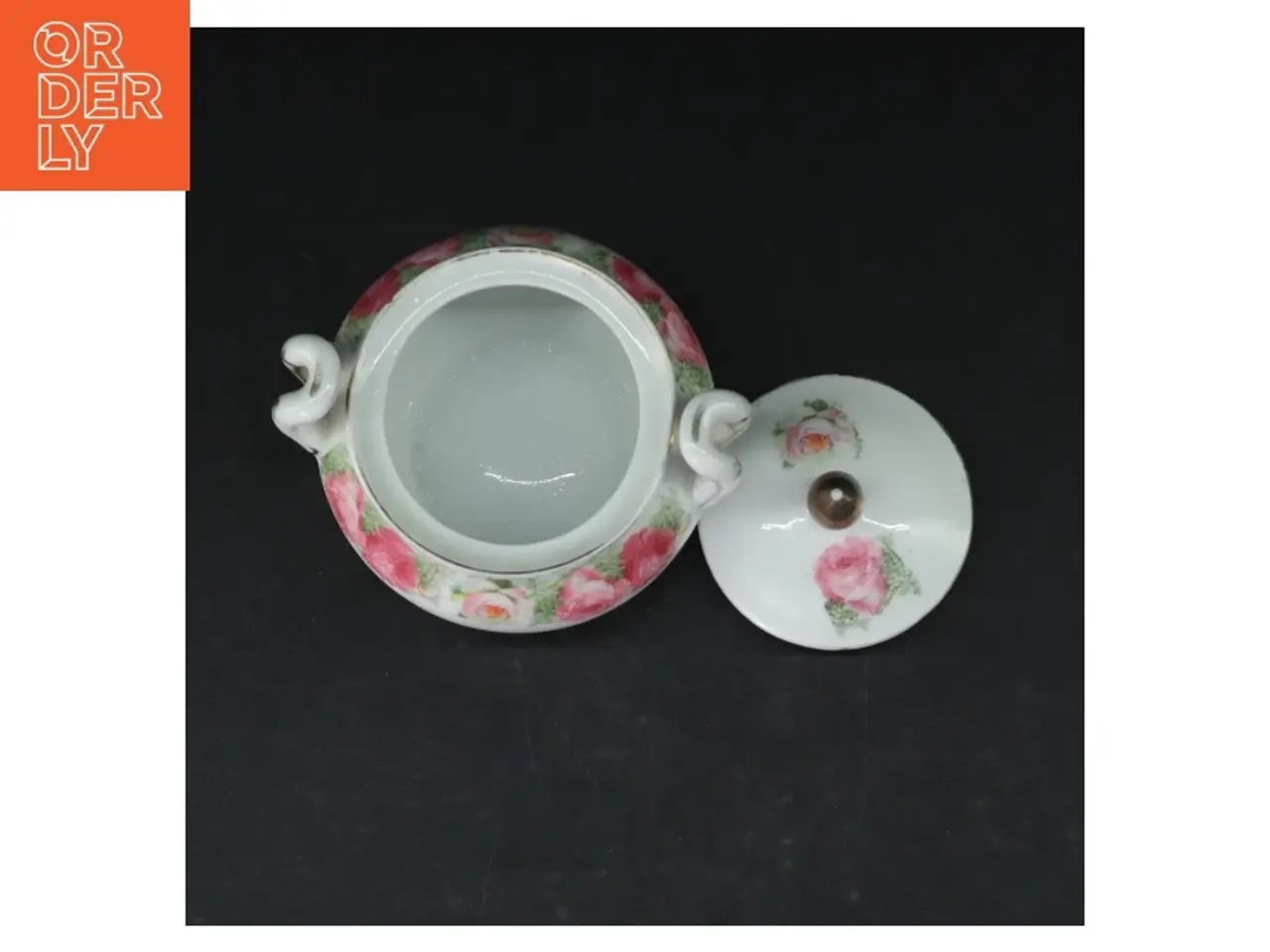Billede 5 - Retro Porcelænssukkerskål med roser (str. 11,5 cm)