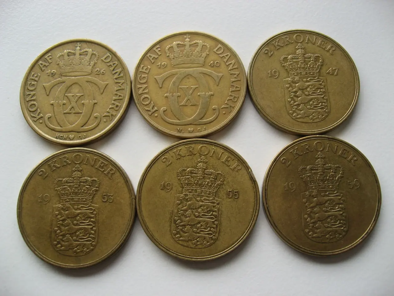 Billede 1 - 3 Lot gule 2 kr/ dalere på 6-7 stk, Pris pr sæt