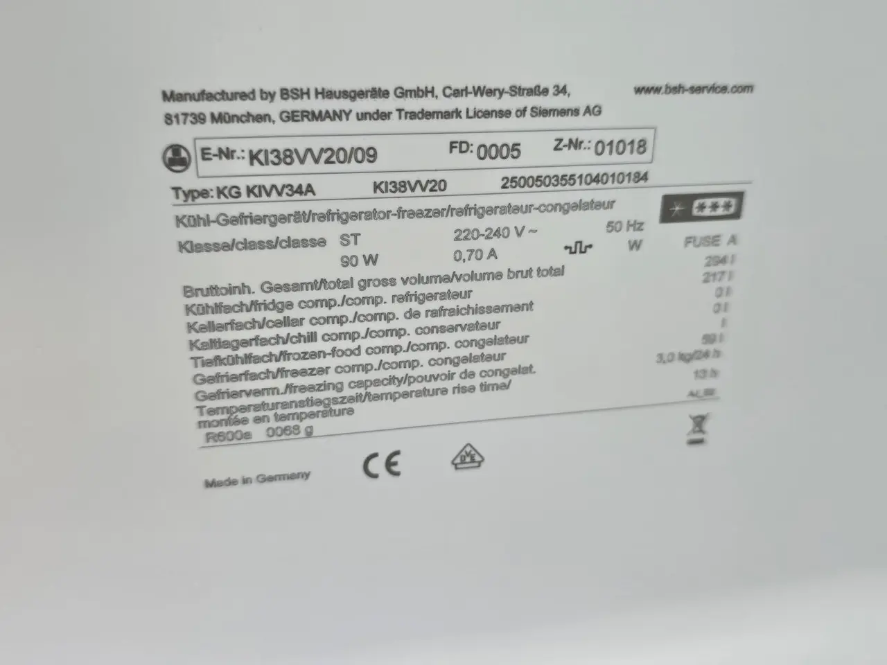 Billede 3 - Siemens KI38VV20/09 Integreret køle-fryseskab