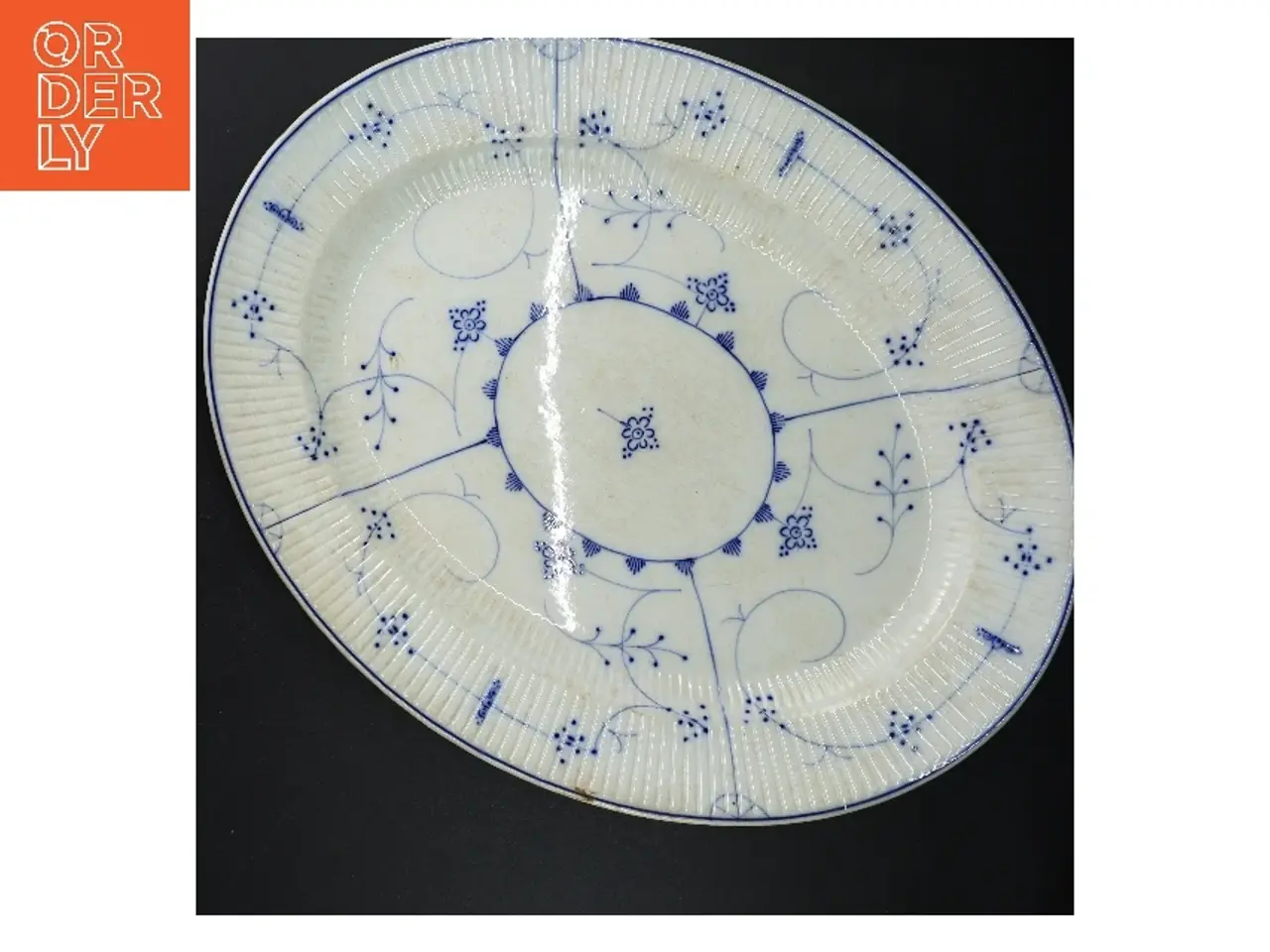 Billede 1 - Blåt og hvidt porcelænsfad (str. 45 x 36 cm)