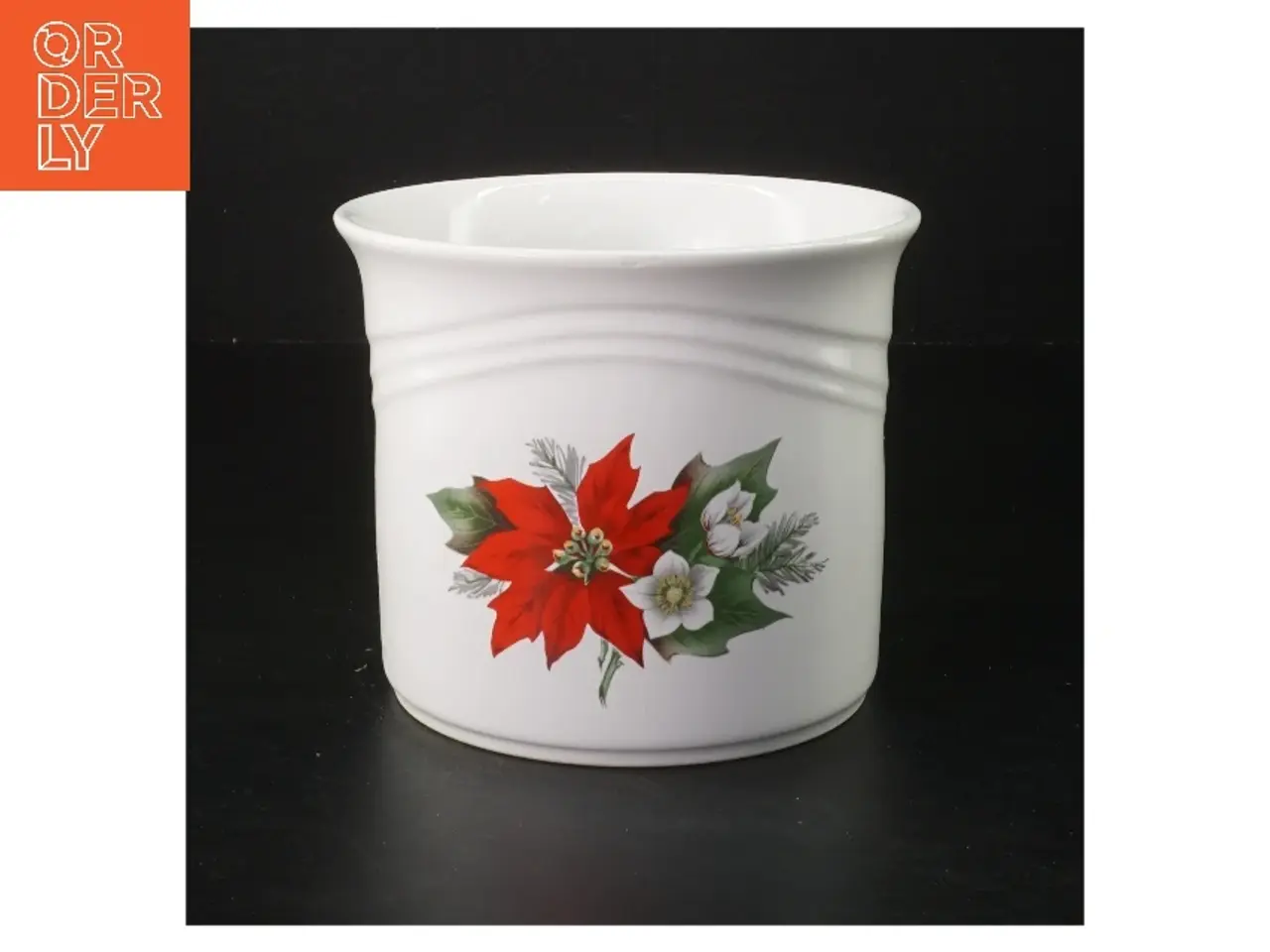 Billede 1 - Hvid krukke med juleblomster (str. Ø 14 cm)