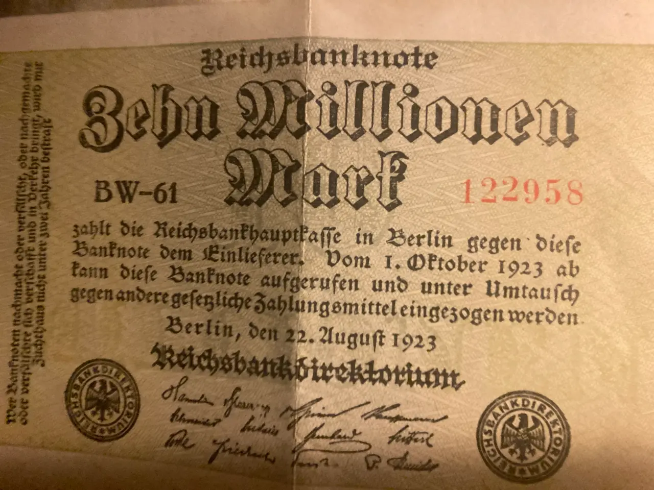 Billede 1 - Tysk 10 mio mark fra 1923