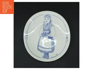 Decorativ tallerken med blåt mønster fra Rrstrand (str. Ø 16,5xØ18 cm)