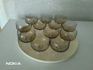 11 røgfarvede portionsglas