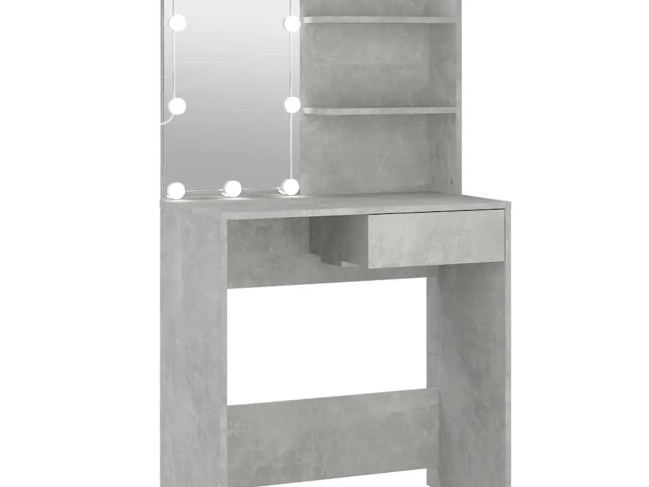 Billede 2 - Makeupbord med LED-lys - 74,5 × 40 × 141 cm, betongrå