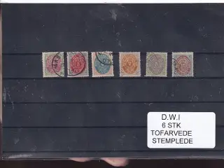 Dansk Vestindien - 6 Stk. Tofarvede - Stemplet