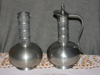 Norsk tin vase og karaffel Haugrud