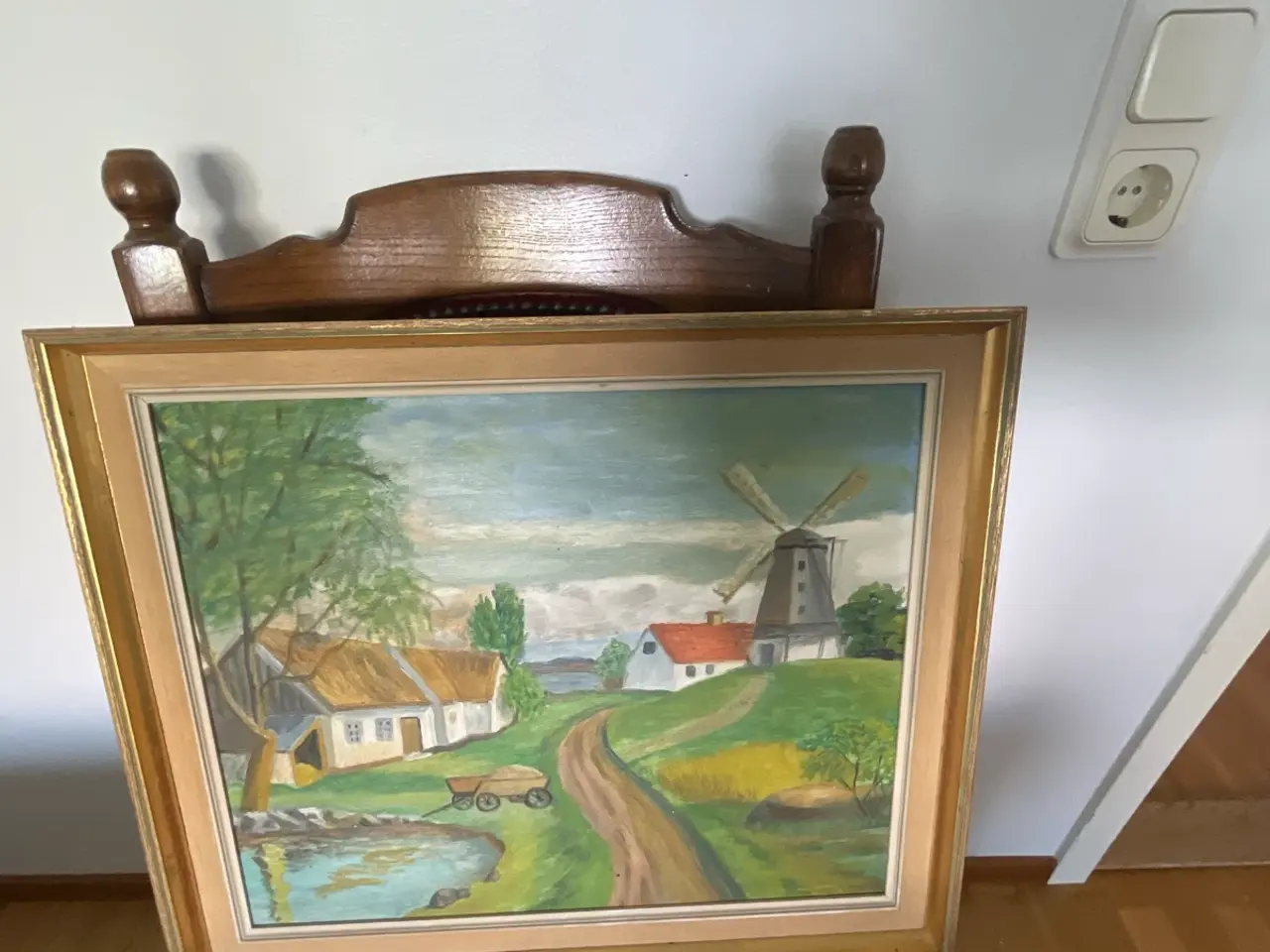 Billede 1 - Uidentificeret kunstner – oliemaleri med møllemoti
