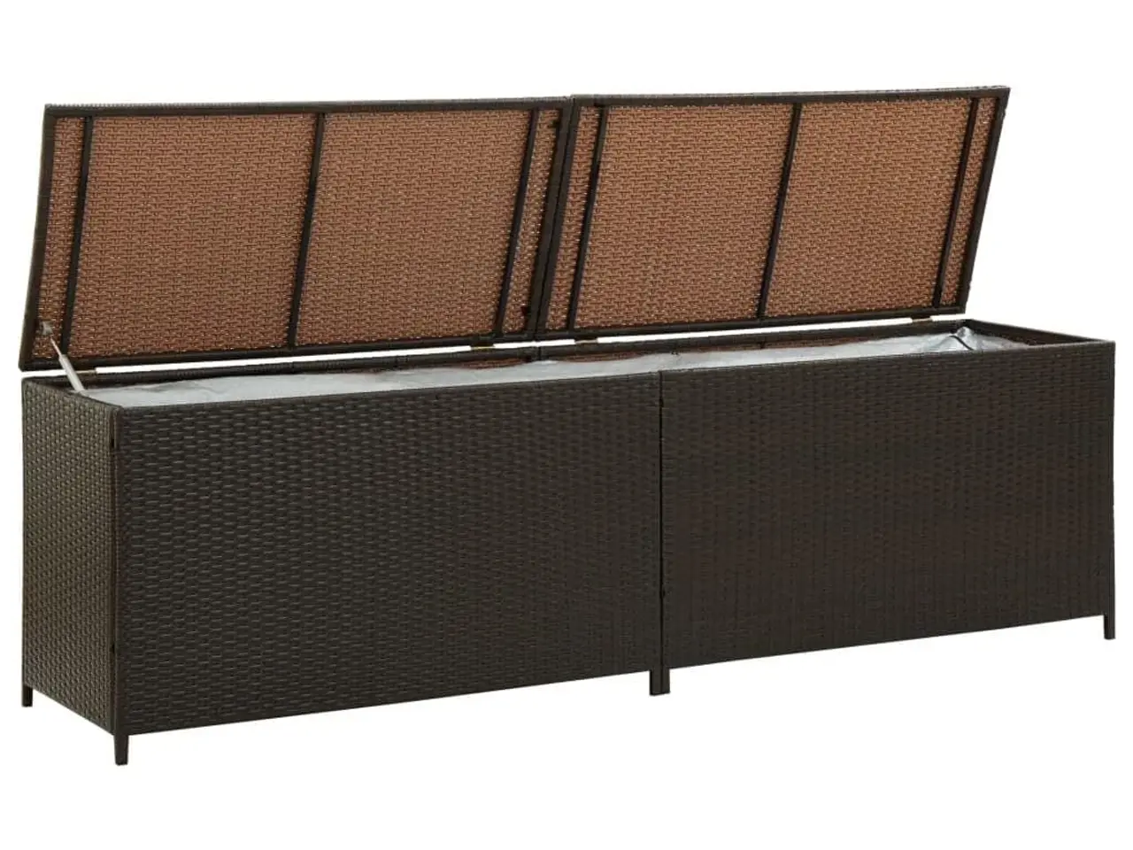 Billede 4 - Opbevaringskasse til haven i polyrattan - 200 × 50 × 60 cm, brun
