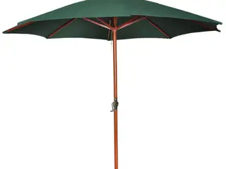 Parasol 3 m - grøn haveparasol med træstok, 258 cm høj