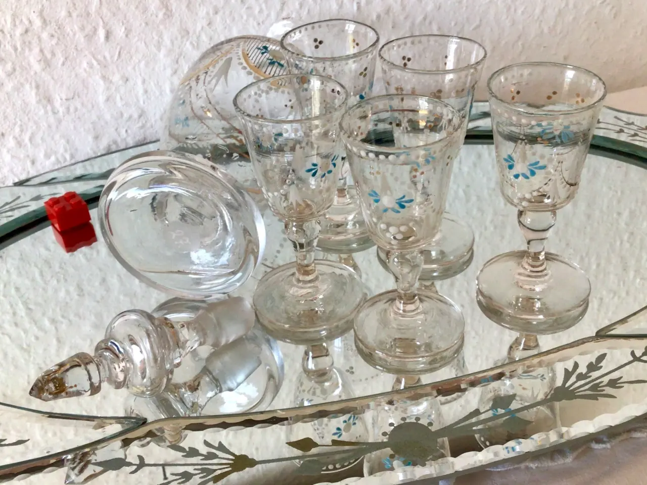 Billede 5 - Antik glas Karaffel med små glas