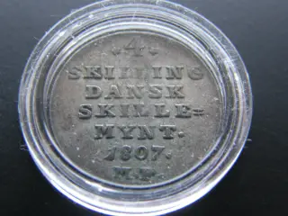 Danmark  4 Skilling 1807 Sølv  KM#661.