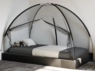 Myggenet med døre 200 × 120 × 130 cm - sort kuppelformet insektnet til seng
