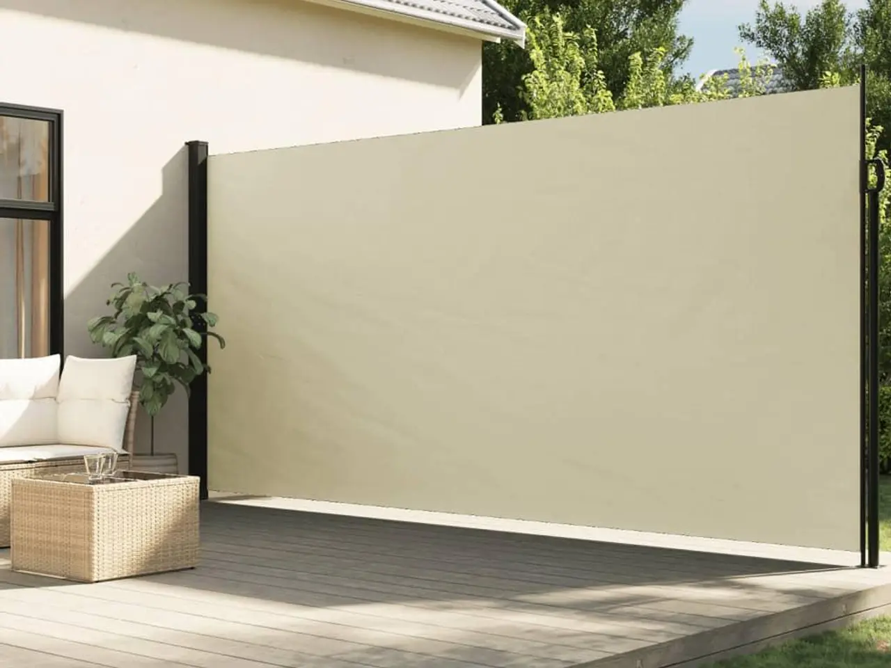 Billede 1 - Sidemarkise 200 × 300 cm - sammenrullelig, cremefarvet