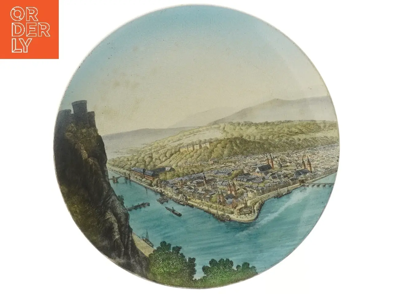 Billede 1 - Dekorativ porcelænstallerken med bymotiv fra Villeroy & Boch (str. Ø 35,5 cm)