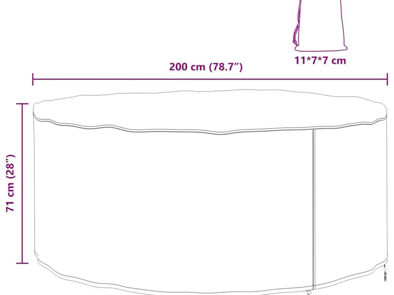 Billede 9 - Overtræk til havemøbler Sort 200 x 200 x 71 cm 420D stof