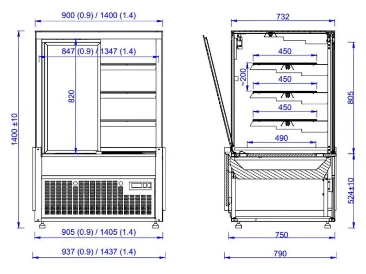 Billede 2 - Kølemontre – sort – B1437 x D790 x H1400 mm