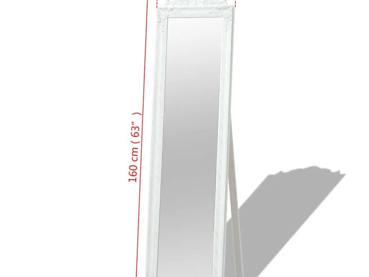 Billede 7 - Fritstående spejl i barokstil 160 × 40 cm - hvid