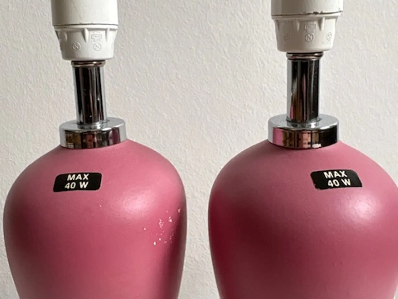 Billede 6 - Dansk Odreco porcelæns bordlampe sæt i rosa