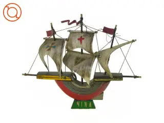 Vintage Model Træ Skib  Nina - model af Christopher Columbus' Skib 1492 (str. 13 cm)