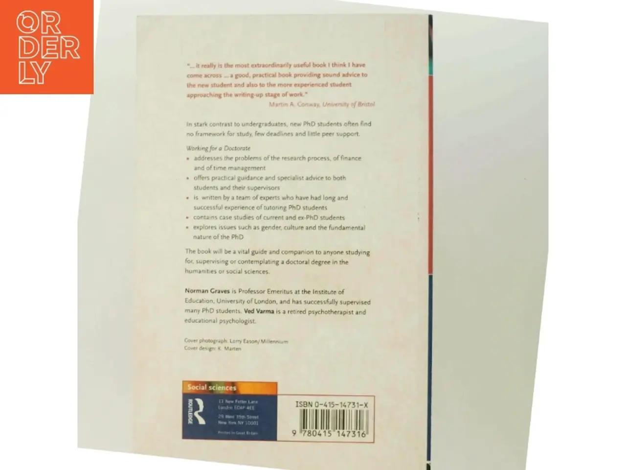Billede 3 - Working for a doctorate : a guide for the humanities and social sciences (Bog)