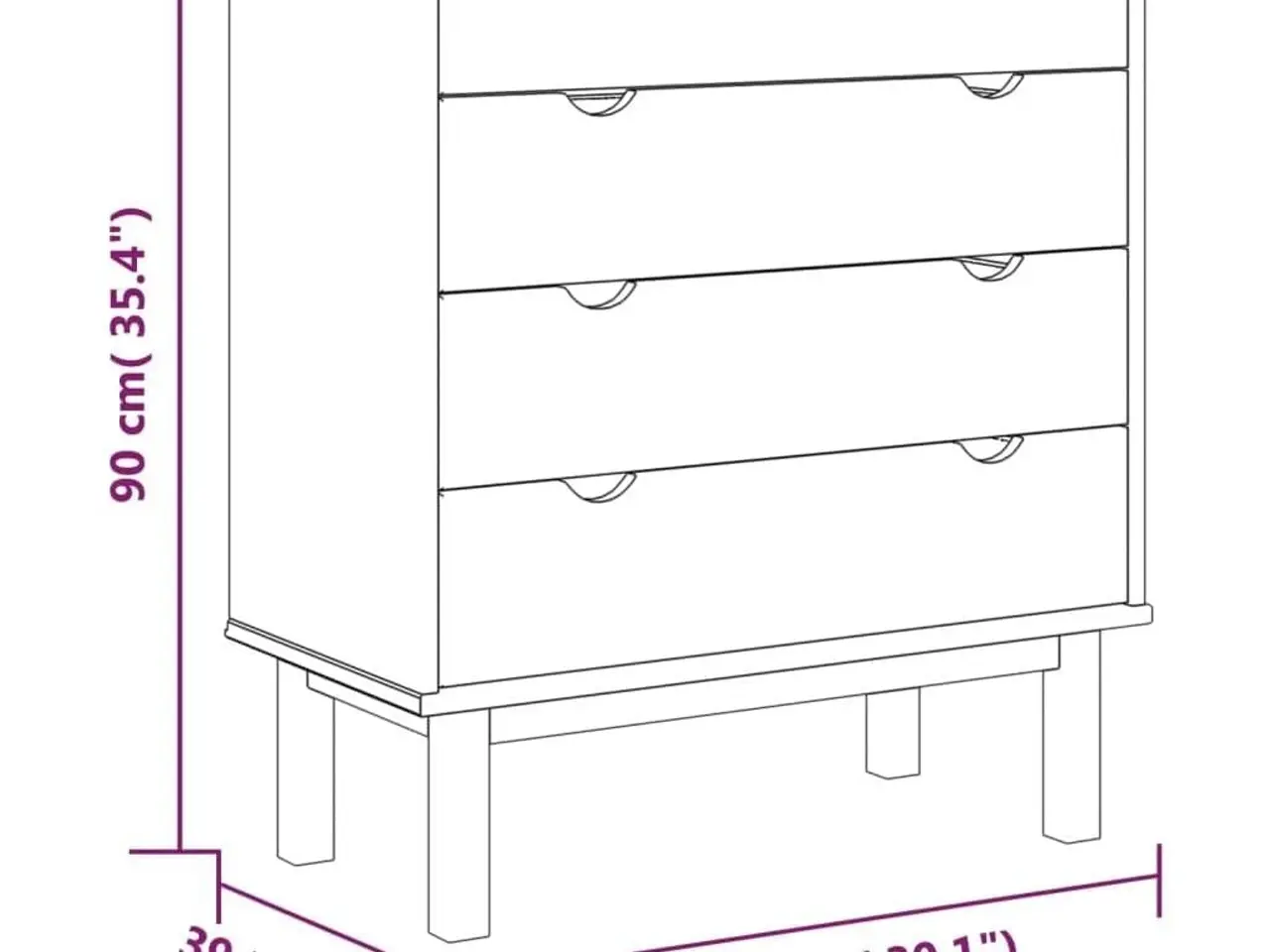 Billede 6 - Kommode OTTA 76,5x39,5x90 cm massivt fyrretræ