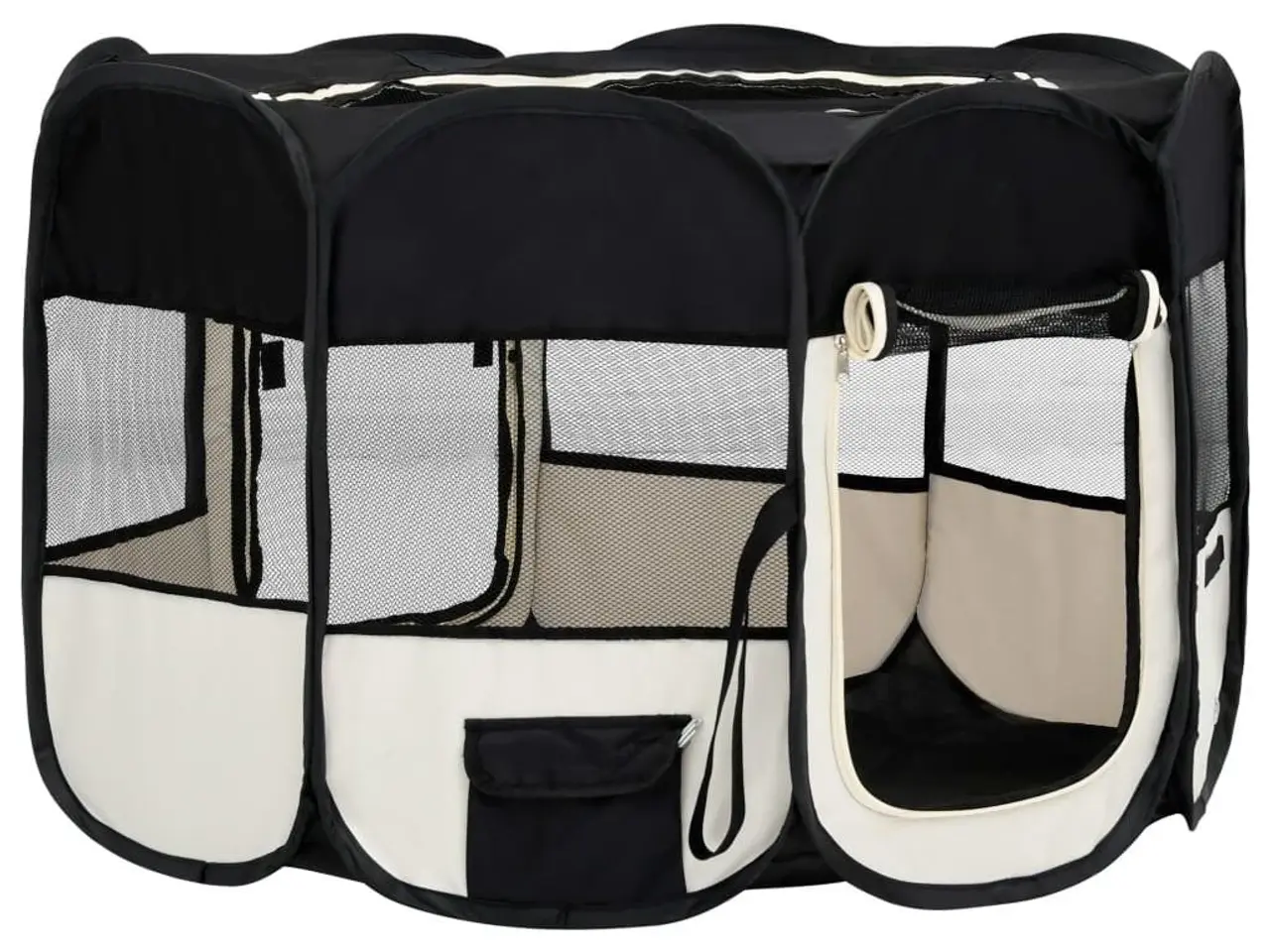 Billede 3 - Foldbar hundegård med bæretaske - 110 x 110 x 58 cm, sort/creme