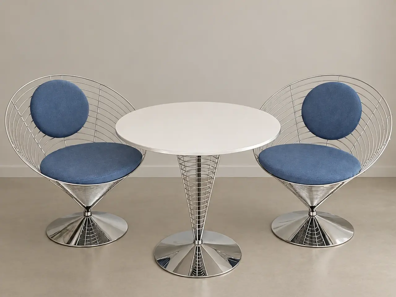 Billede 1 - Wire Cone Verner Panton sæt - bord og 2 stole
