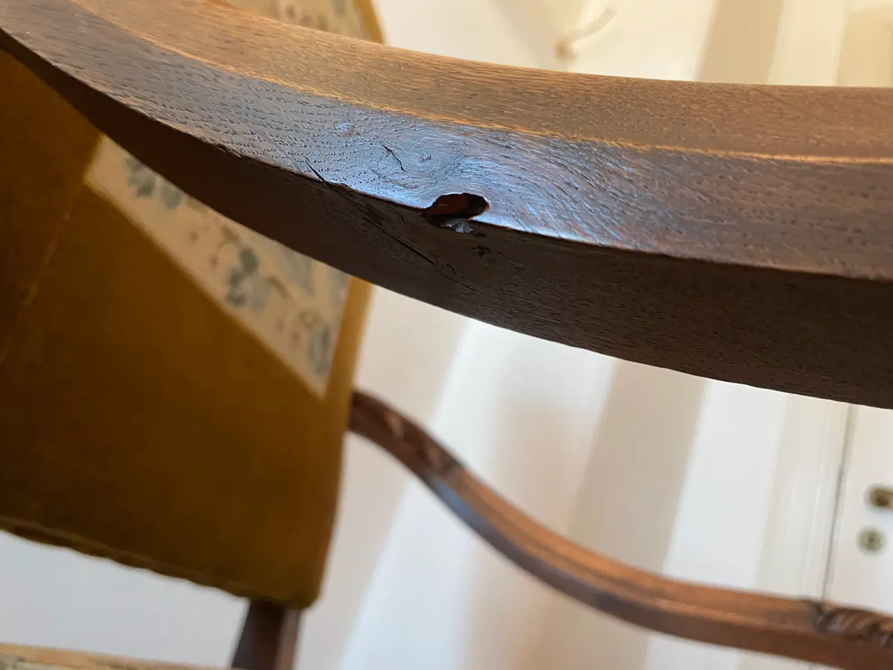 Billede 4 - Antik kongestol med intakt broderi. (Barokstil)