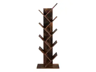 Bogreol gulv Tree Bookshelf, 8 hylder, rustik brun