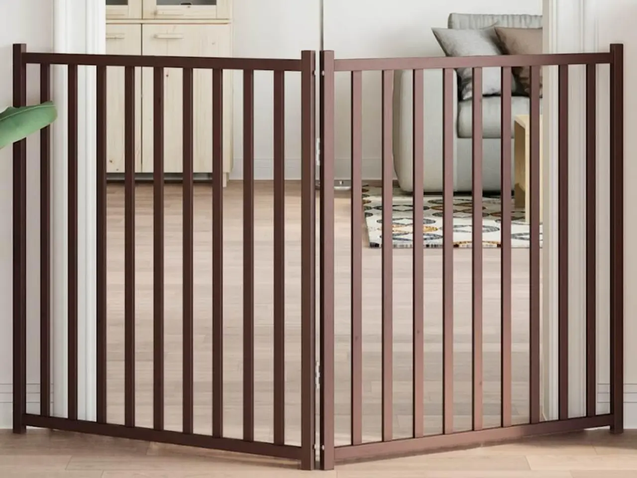Billede 1 - Hundelåge 2 paneler 160 cm foldbar - brun egetræ