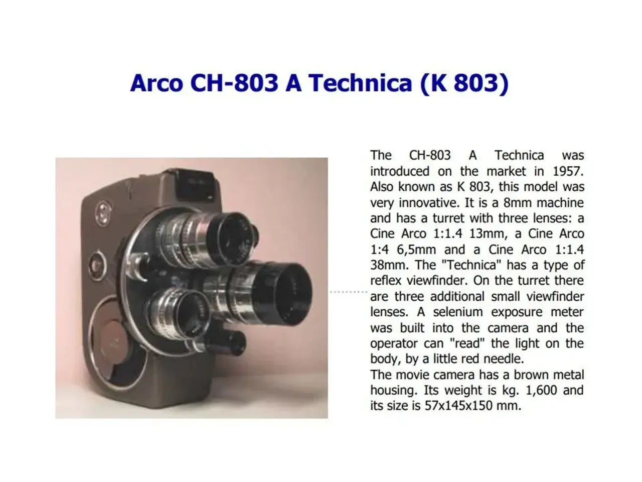 Billede 4 - Arco Eight 8 mm smalfilmoptager med 3 objektiver